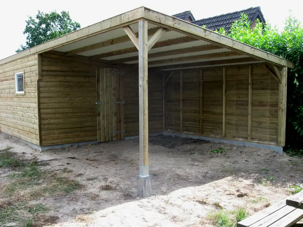 Tuinschuur overkapping verduurzaamd vuren rabathout 2